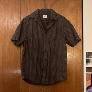 brown striped button up